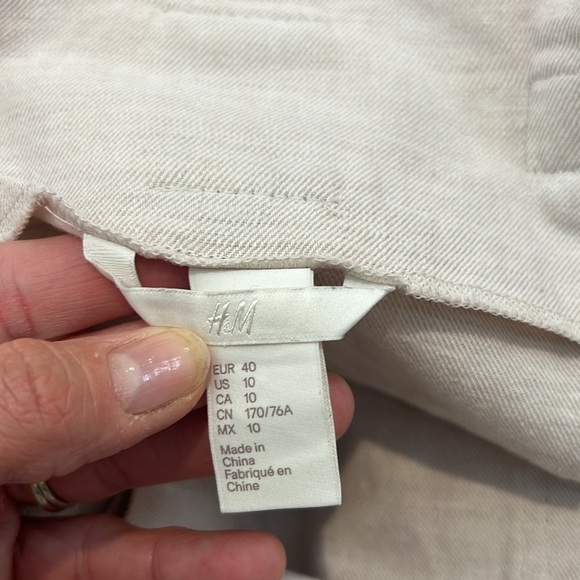 H&M linen blend Cream/light tan High-Waisted Skirt size 10. - Picture 6 of 8